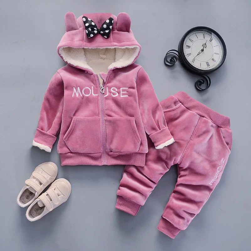 Conjunto de calças e casacos com capuz infantil, roupa de menina, roupa infantil, roupa de criança, outono, inverno, 1-4 anos, 2 peças, 2023