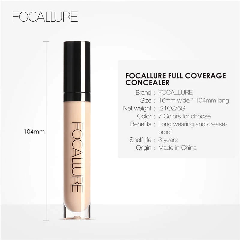 Focallure-corretivo para o rosto, impermeável, cobertura total, hidratante, suave,  líquida